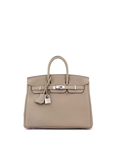 Pre-owned Pre-owned Hermes  Hermes Birkin 25 Handbag Light Togo With Palladium Hardware In Brown