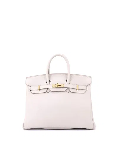 Pre-owned Pre-owned Hermes  Hermes Birkin 25 Handbag Light Togo With Rose Gold Hardware In White