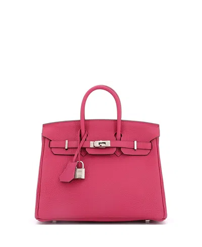 Pre-owned Pre-owned Hermes  Hermes Birkin 25 Handbag Pink Togo With Palladium Hardware