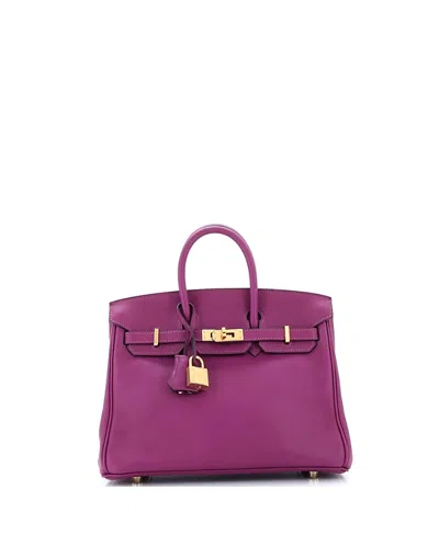 Pre-owned Pre-owned Hermes  Hermes Birkin 25 Handbag Purple Swift With Gold Hardware In Anemone