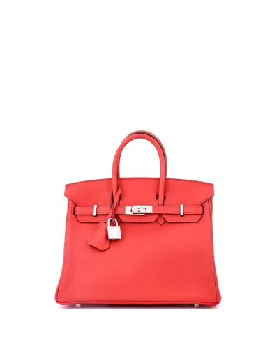 Pre-owned Pre-owned Hermes  Hermes Birkin 25 Handbag Red Swift With Palladium Hardware