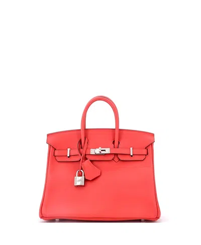 Pre-owned Pre-owned Hermes  Hermes Birkin 25 Handbag Red Swift With Palladium Hardware