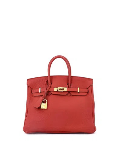 Pre-owned Pre-owned Hermes  Hermes Birkin 25 Handbag Red Togo With Gold Hardware