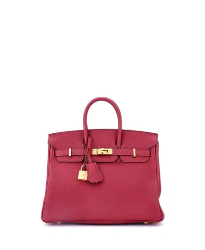 Pre-owned Pre-owned Hermes  Hermes Birkin 25 Handbag Red Togo With Gold Hardware
