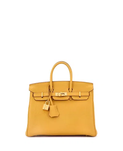 Pre-owned Pre-owned Hermes  Hermes Birkin 25 Handbag Yellow Togo With Gold Hardware