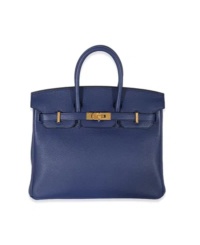 Pre-owned Pre-owned Hermes  Hermes Birkin 25 Leather Handbag In Blue