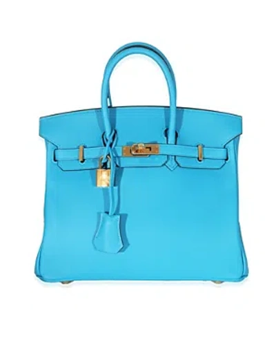 Pre-owned Hermes  Hermes Birkin 25 Leather Handbag In Blue