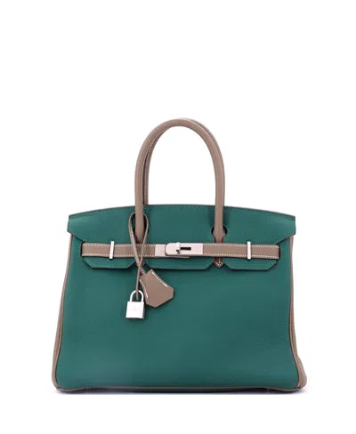 Pre-owned Pre-owned Hermes  Hermes Birkin 30 Handbag Bicolor Togo With Brushed Palladium Hardware