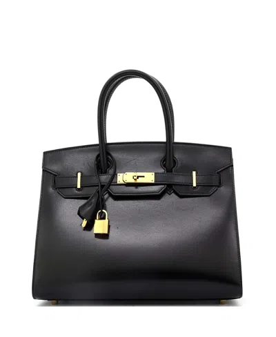 Pre-owned Pre-owned Hermes  Hermes Birkin 30 Handbag Black Box Calf With Gold Hardware
