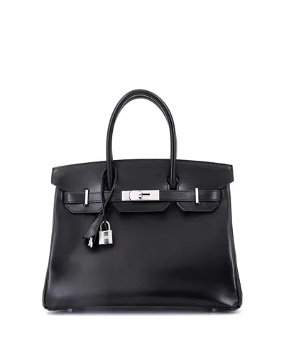 Pre-owned Pre-owned Hermes  Hermes Birkin 30 Handbag Black Box Calf With Palladium Hardware