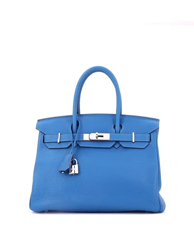 Pre-owned Pre-owned Hermes  Hermes Birkin 30 Handbag Blue Clemence With Palladium Hardware