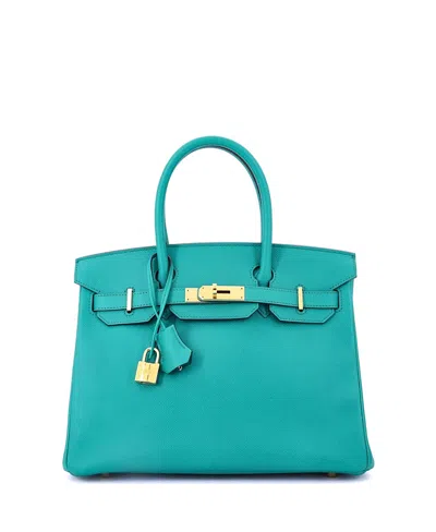 Pre-owned Pre-owned Hermes  Hermes Birkin 30 Handbag Blue Epsom With Gold Hardware