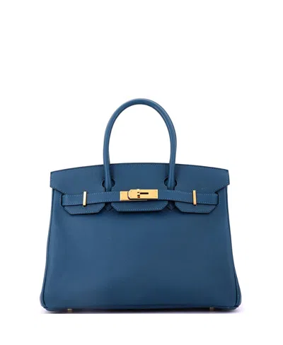 Pre-owned Pre-owned Hermes  Hermes Birkin 30 Handbag Blue Epsom With Gold Hardware