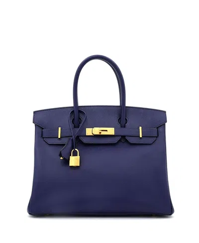 Pre-owned Pre-owned Hermes  Hermes Birkin 30 Handbag Blue Epsom With Gold Hardware In Bleu Encre