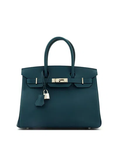 Pre-owned Pre-owned Hermes  Hermes Birkin 30 Handbag Blue Epsom With Palladium Hardware