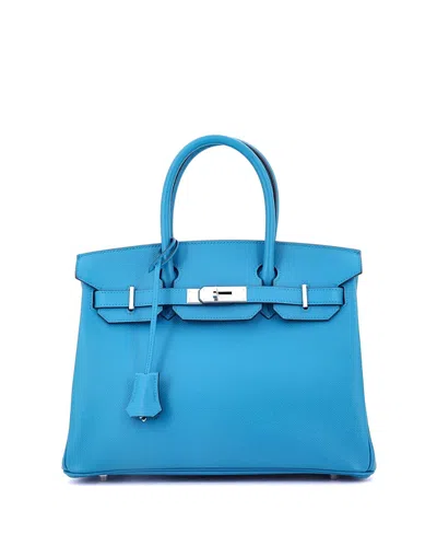 Pre-owned Pre-owned Hermes  Hermes Birkin 30 Handbag Blue Epsom With Palladium Hardware