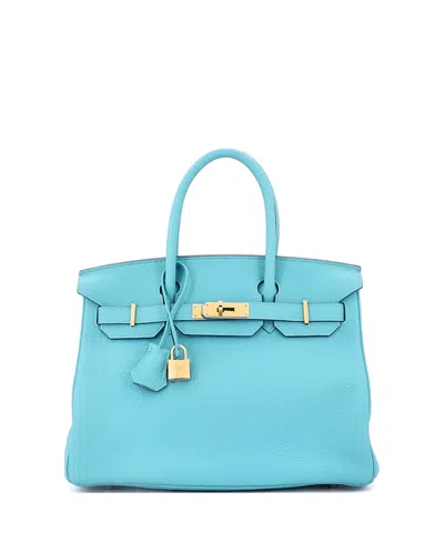 Pre-owned Pre-owned Hermes  Hermes Birkin 30 Handbag Blue Togo With Gold Hardware