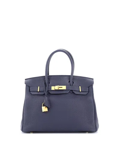 Pre-owned Pre-owned Hermes  Hermes Birkin 30 Handbag Blue Togo With Gold Hardware In Bleu Nuit