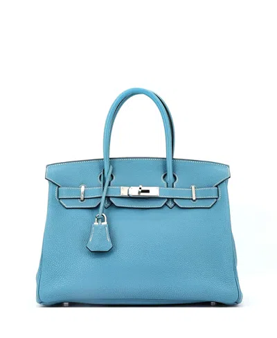Pre-owned Pre-owned Hermes  Hermes Birkin 30 Handbag Blue Togo With Palladium Hardware