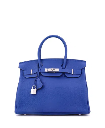 Pre-owned Pre-owned Hermes  Hermes Birkin 30 Handbag Blue Togo With Palladium Hardware