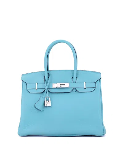 Pre-owned Pre-owned Hermes  Hermes Birkin 30 Handbag Blue Togo With Palladium Hardware