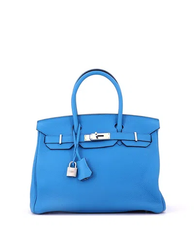 Pre-owned Pre-owned Hermes  Hermes Birkin 30 Handbag Blue Togo With Palladium Hardware