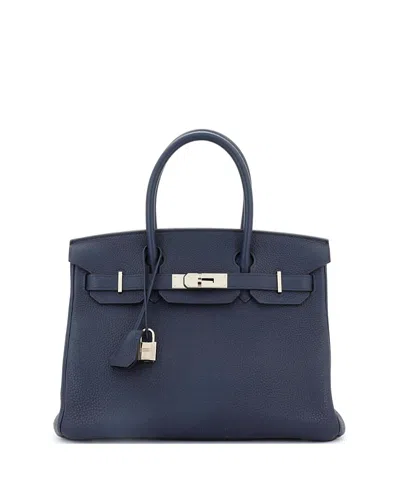 Pre-owned Pre-owned Hermes  Hermes Birkin 30 Handbag Blue Togo With Palladium Hardware In Bleu Encre