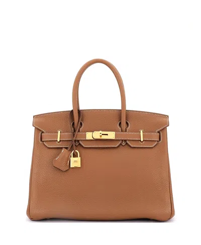 Pre-owned Pre-owned Hermes  Hermes Birkin 30 Handbag Brown Clemence With Gold Hardware