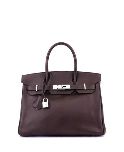 Pre-owned Pre-owned Hermes  Hermes Birkin 30 Handbag Brown Epsom With Palladium Hardware