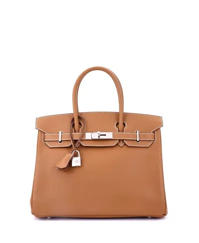 Pre-owned Pre-owned Hermes  Hermes Birkin 30 Handbag Brown Epsom With Palladium Hardware In Gold