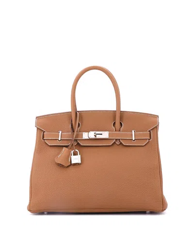 Pre-owned Pre-owned Hermes  Hermes Birkin 30 Handbag Brown Togo With Palladium Hardware In Gold