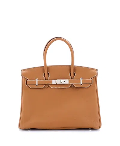 Pre-owned Pre-owned Hermes  Hermes Birkin 30 Handbag Brown Togo With Palladium Hardware In Gold