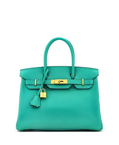 Pre-owned Pre-owned Hermes  Hermes Birkin 30 Handbag Green Epsom With Gold Hardware