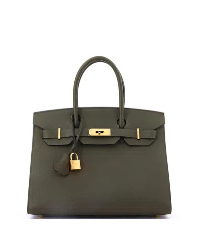 Pre-owned Pre-owned Hermes  Hermes Birkin 30 Handbag Green Epsom With Gold Hardware In Vert Maquis