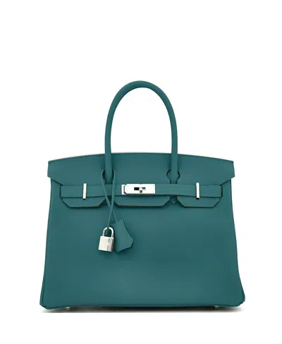 Pre-owned Pre-owned Hermes  Hermes Birkin 30 Handbag Green Epsom With Palladium Hardware