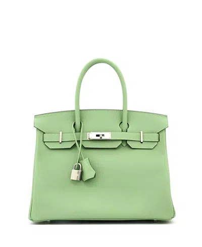 Pre-owned Pre-owned Hermes  Hermes Birkin 30 Handbag Green Epsom With Palladium Hardware