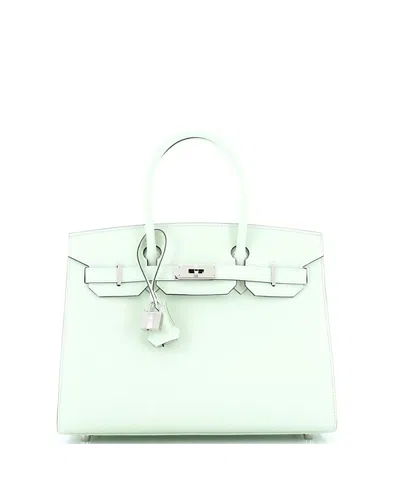 Pre-owned Pre-owned Hermes  Hermes Birkin 30 Handbag Green Epsom With Palladium Hardware In Vert Fizz