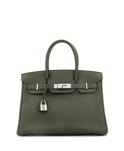 Pre-owned Pre-owned Hermes  Hermes Birkin 30 Handbag Green Togo With Palladium Hardware In Brown