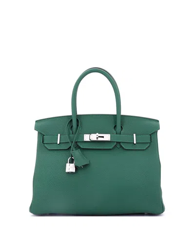 Pre-owned Pre-owned Hermes  Hermes Birkin 30 Handbag Green Togo With Palladium Hardware