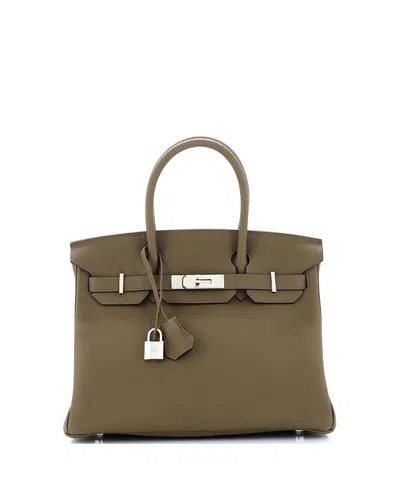 Pre-owned Pre-owned Hermes  Hermes Birkin 30 Handbag Green Togo With Palladium Hardware In Vert Maquis