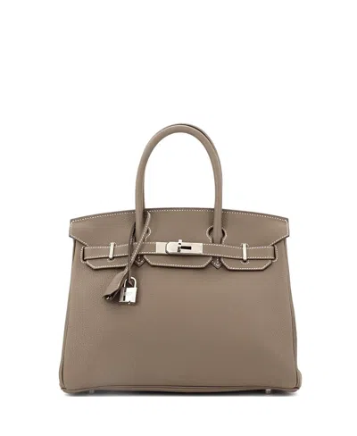 Pre-owned Pre-owned Hermes  Hermes Birkin 30 Handbag Grey Clemence With Palladium Hardware In Brown