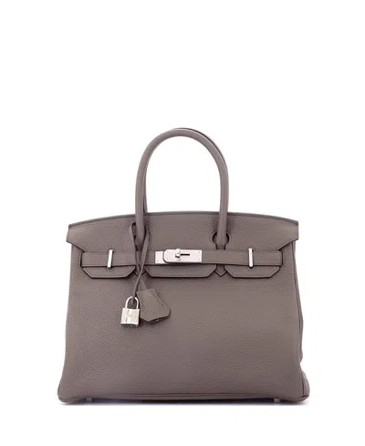 Pre-owned Pre-owned Hermes  Hermes Birkin 30 Handbag Grey Clemence With Palladium Hardware In Gray