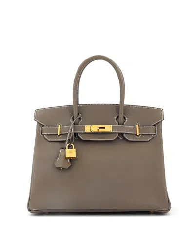 Pre-owned Pre-owned Hermes  Hermes Birkin 30 Handbag Grey Epsom With Gold Hardware In Brown