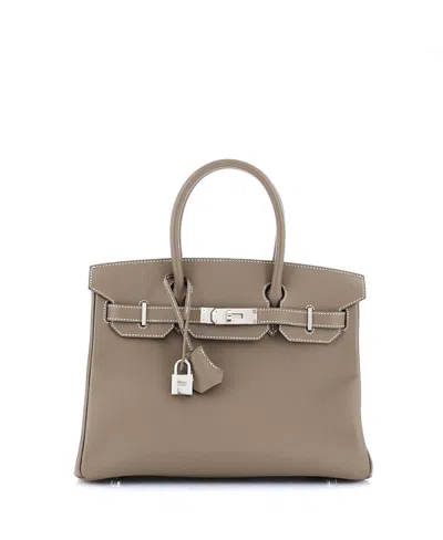 Pre-owned Pre-owned Hermes  Hermes Birkin 30 Handbag Grey Epsom With Palladium Hardware In Etoupe