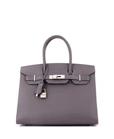 Pre-owned Pre-owned Hermes  Hermes Birkin 30 Handbag Grey Epsom With Palladium Hardware In Gray