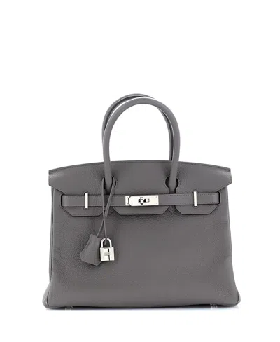 Pre-owned Pre-owned Hermes  Hermes Birkin 30 Handbag Grey Togo With Palladium Hardware In Vert De Gris