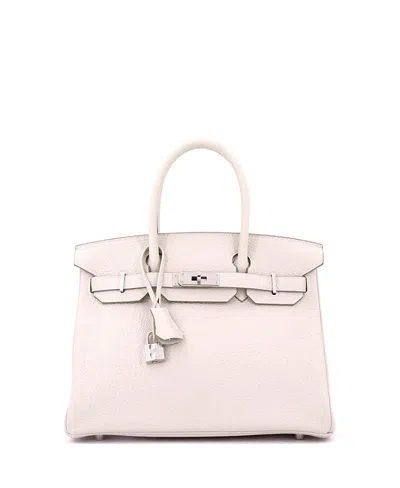 Pre-owned Pre-owned Hermes  Hermes Birkin 30 Handbag Light Clemence With Palladium Hardware In White
