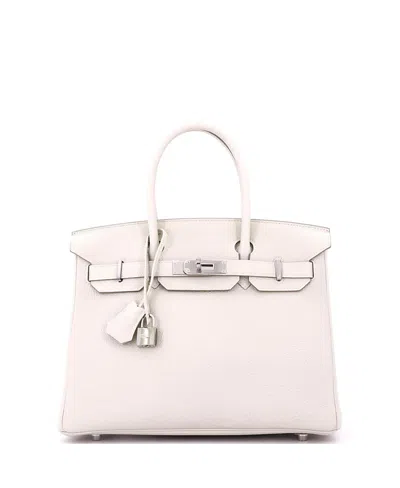 Pre-owned Pre-owned Hermes  Hermes Birkin 30 Handbag Light Clemence With Palladium Hardware In White