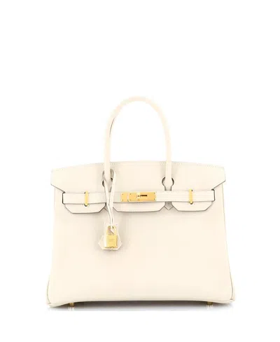 Pre-owned Pre-owned Hermes  Hermes Birkin 30 Handbag Light Epsom With Gold Hardware In Craie