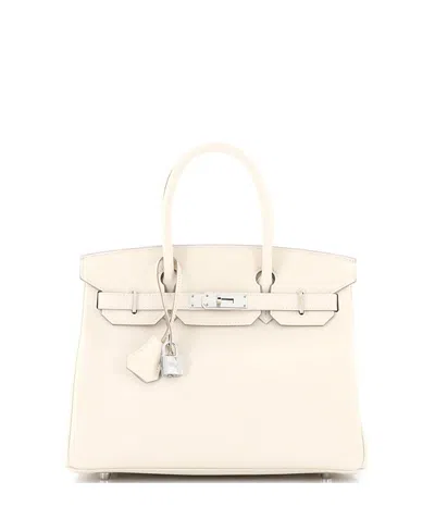Pre-owned Pre-owned Hermes  Hermes Birkin 30 Handbag Light Epsom With Palladium Hardware In Craie
